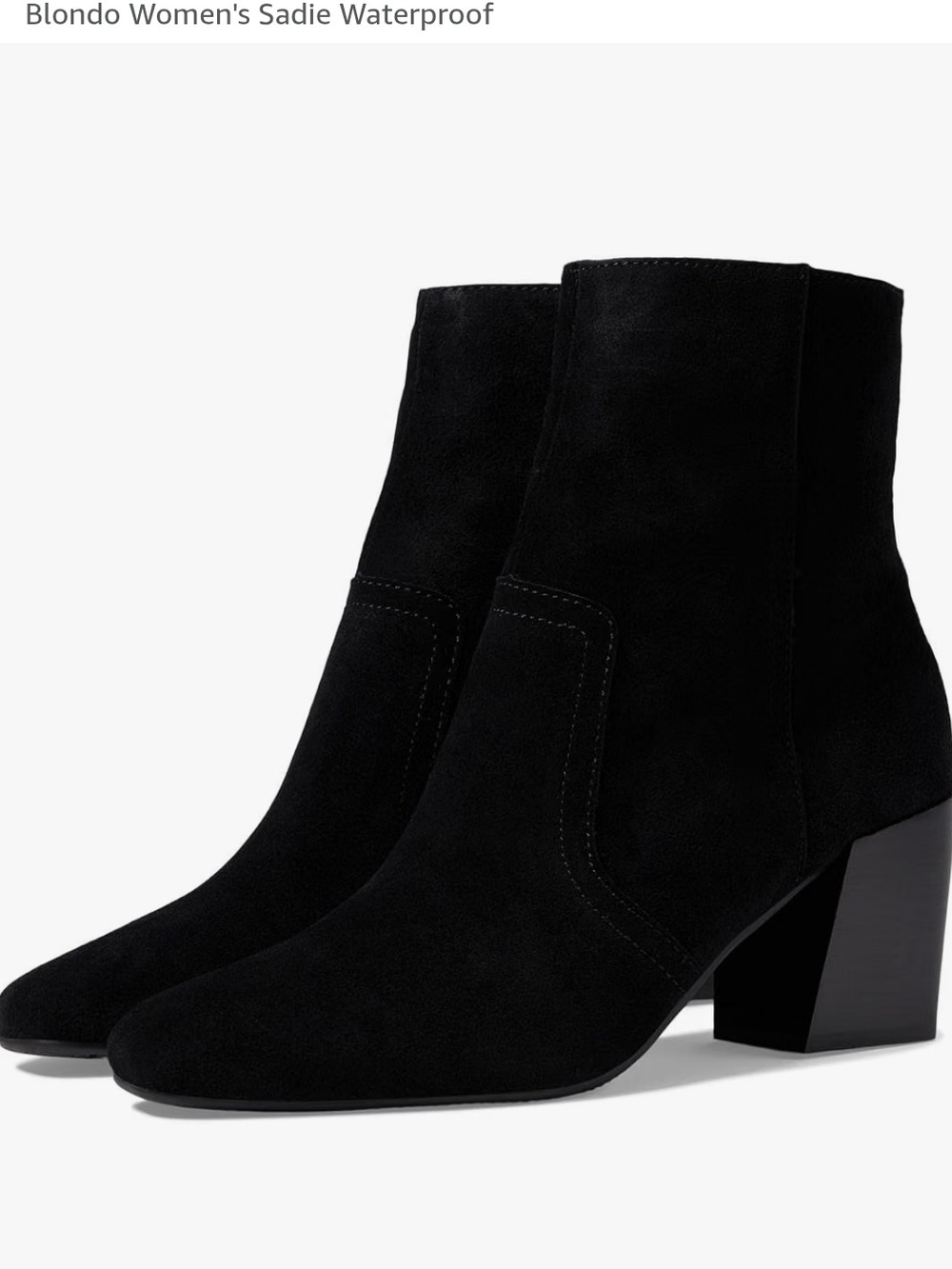 Blondo Black Suede-Look Block Heel Ankle Boots